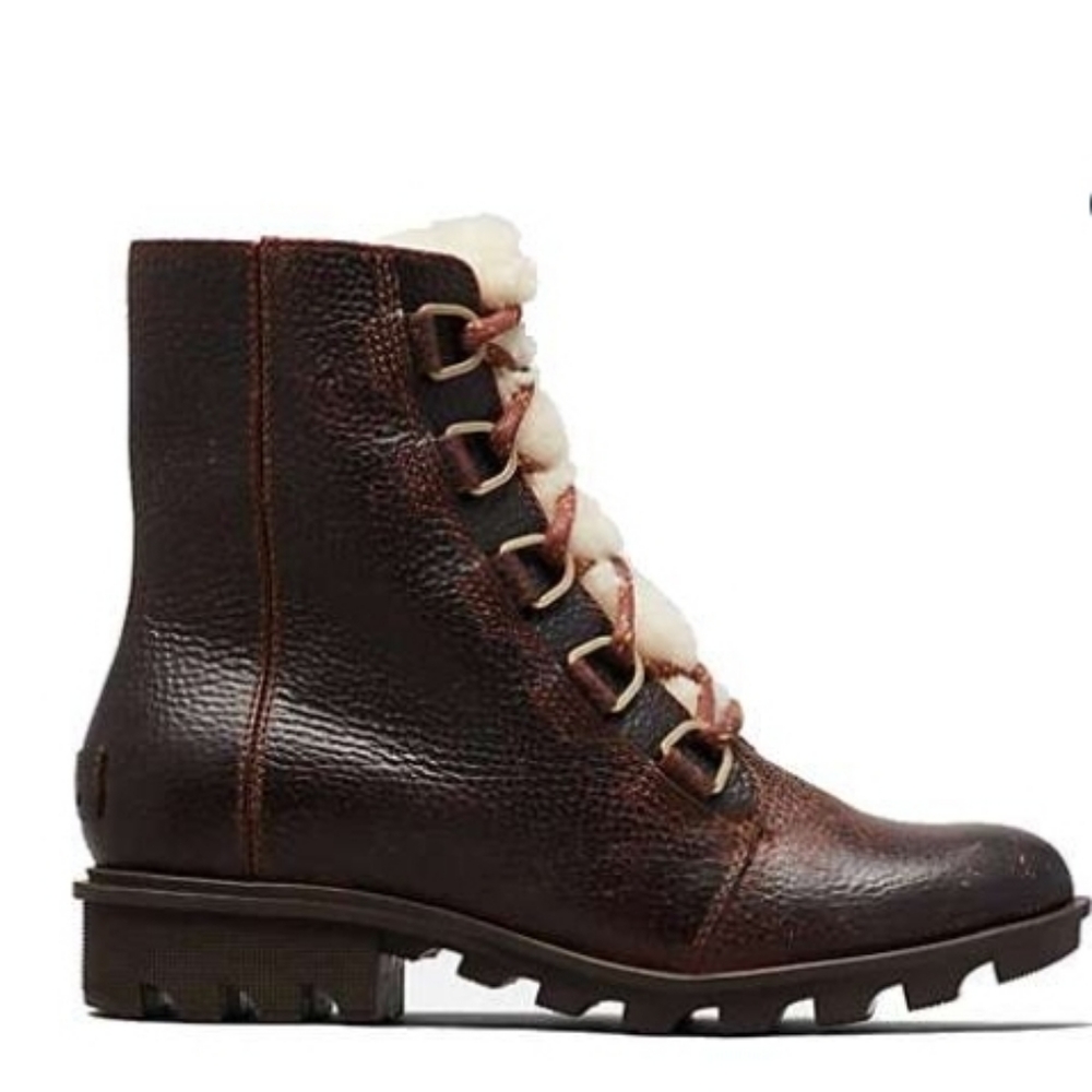 Sorel Phoenix Short Lace Cozy Leather Waterproof Boots Size 10 for Women